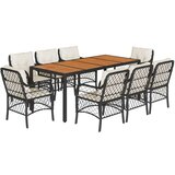  9-dijelni vrtni blagovaonski set s jastucima crni od poliratana | shoptok.hr