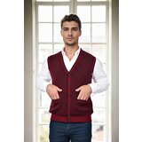 Dewberry 37376 Houndstooth Patterned Mens Knit Vest-BORDEAUX Cene