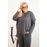 Kesi Włoski Plus Size women's set butter sweatshirt and pants with pockets graphite Cijene