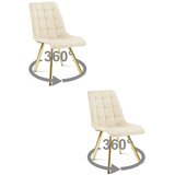  Okretna stolica CIEZA 360, svijetlo bež baršun, zlatne metalne noge, set 2 kom | shoptok.hr