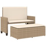 The Living Store Vrtna klop z blazinami in stolčkom bež poli ratan - Vrtna Klop, (21460894) | Shoptok.si