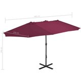  Vrtni suncobran s aluminijskom šipkom 460 x 270 cm bordo | shoptok.hr