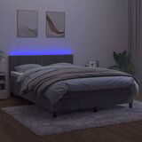  Krevet box spring s madracem LED svjetlosivi 140x200 cm baršun | shoptok.hr