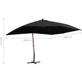  Viseći suncobran s drvenom šipkom 400 x 300 cm crni | shoptok.hr