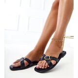 Gemre Black flip-flops with a decorative buckle on the Flius strap Cijene