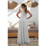 Carmen Ecru Chiffon One-Shoulder Long Evening Dress Wedding Dress And Outdoor Shooting Dress | shoptok.hr