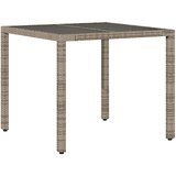  Vrtni stol sa staklenom pločom sivi 90x90x75 cm od poliratana | Eponuda.com
