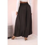 Kesi Włoski Women's viscose trousers with elastic waistband brown | Shoptok.si