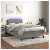 Box spring postelja z vzmetnico LED svetlo siva 120x200cm žamet | Shoptok.si