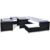 Poli 10-dijelna vrtna garnitura od poliratana s jastucima crna | shoptok.hr