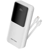 Prijenosni punjač powerbank sa displejom i USB-C i Lightning kablovima 22.5W 20000mAh bijeli