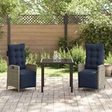  Vrtni set za objed s jastukom 3 pcs Siva i crna Ratan | shoptok.hr