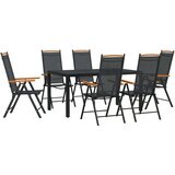 vidaXL Vrtna jedilna garnitura 7-delna črna aluminij | Shoptok.si