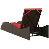  Ležaljka za sunčanje s jastukom smeđa 60x205x73 cm poli ratan | Shoptok.si