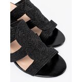 Shelvt Black braided heeled sandals | shoptok.hr