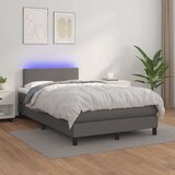  Krevet s oprugama i madracem LED sivi 120x190 cm umjetna koža | shoptok.hr