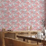  Tapeta - Pastel birds – a delicate pattern of white and grey herons on a light pink background 50x1000 Vodootporna | shoptok.hr