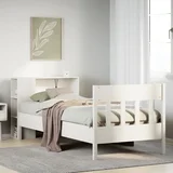 vidaXL Knjižna postelja brez ležišča bela 90x190cm trdna borovina