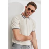 Altinyildiz classics Men's Beige Slim Fit Slim Fit 100% Cotton Roll-Up Polo T-Shirt | ePonuda.com
