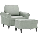  Fotelja s tabureom svjetlosiva 60 cm baršunasta | shoptok.hr