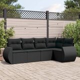 Maison Chic Seti vrtnega pohištva - Vrtna garnitura - Vrtni pohištvo set 5-delna z blazinami črn poli ratan, (21819176) | Shoptok.si