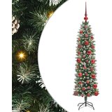 vidaXL Umetno vitko božično drevo med 150 LED Zelena in bela 120 cm | Shoptok.si