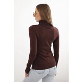Kesi Włoski Women's viscose sweater with a turtleneck and long sleeves brown | shoptok.hr