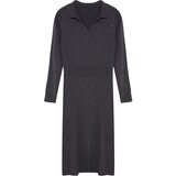 Trendyol Curve Anthracite Corded Knitwear Plus Size Dress cene