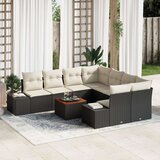 vidaXL Set vrtnih sofa Set od 9 Crna i krem | shoptok.hr