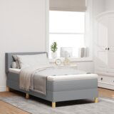 vidaXL Box Spring Krevet s Madracem Svjetlosiva 80x200 cm Tkanina, Uzglavlje s Dugmićima Svjetlosiva 80 cm Tkanina | shoptok.hr