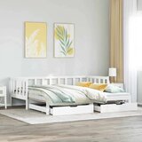 vidaXL Izvlečna dnevna postelja s predali brez vzmetnice bela 90x200cm Cene
