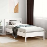 vidaXL Posteljni okvir z vzglavjem bel 75x190 cm trdna borovina | Shoptok.si