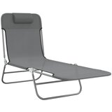  Sklopive ležaljke za sunčanje 2 kom sive od tekstilena i čelika | shoptok.hr