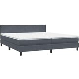 vidaXL Box spring postelja z vzmetnico temno siva 180x210 cm žamet | Shoptok.si