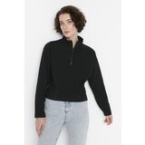 Trendyol Black Thessaloniki/Knitwear Look Zippered Collar Regular/Regular Fit Knitted Sweatshirt | Eponuda.ba