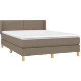  Box spring postelja z vzmetnico taupe 140x200 cm blago | Shoptok.si
