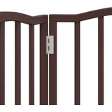 vidaXL Vrata za pse zložljiva 3 paneli rjava 150 cm topolovina | Shoptok.si
