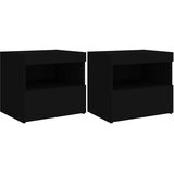  Noćni ormarići s LED svjetlima 2 kom crni 50 x 40 x 45 cm | shoptok.hr