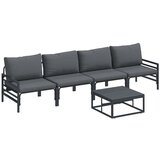 vidaXL Vrtna sedežna garnitura z blazino 5 pcs Črna Jeklo, (5000146263) | Shoptok.si