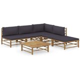  Sedežna garnitura z blazinami 6-delna temno siva bambus | Shoptok.si