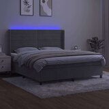  Krevet box spring s madracem LED svjetlosivi 160x200 cm baršun | shoptok.hr