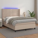  box spring madrac LED cappuccino 140x200cm umjetna koža | shoptok.hr