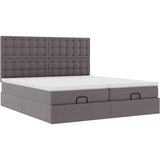 vidaXL Otomanski posteljni okvir z vzmetnicami siv 200x200cm um. usnje | Shoptok.si