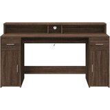 vidaXL Radni stol s LED svjetlima smeđa boja hrasta 160x55x91cm drveni | shoptok.hr