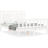 The Living Store Posteljni okvir z vzglavjem bel 140x190 cm trden les - Posteljni Okvir, (21529886) | Shoptok.si