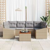 7-dijelni set sofe za vrt s jastučićima bež poli ratan akacija | shoptok.hr