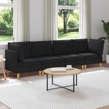 Set namještaja za dnevni boravak s jastukom 4 pcs Crna Tkanina | shoptok.hr