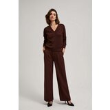 Marisse Brown Metallic Thread V-Neck Sweater | Shoptok.si