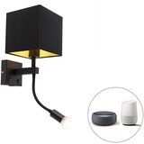 QAZQA Pametna stenska svetilka črna z USB vklj. Wifi A60 in GU10 - Zeno | Shoptok.si
