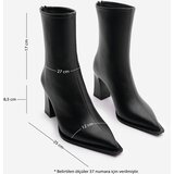 Marjin Women's Heeled Boots Pointed Toe Zipper At The Back Thick Heels Kikas Black. | Shoptok.si